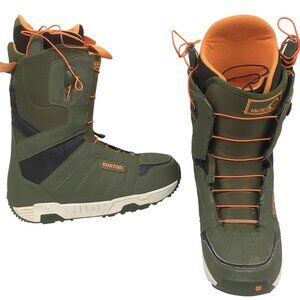 Almost Like New Burton Moto Snowboard Boots!  US 9 Euro 42 Army Green Speed Lace